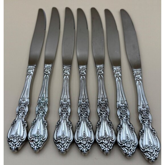 7 Oneida OCO WORDSWORTH Dinner Knives USA Glossy Stainless Steel Flatware - Picture 4 of 7